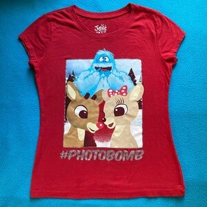 Justice Girls Red Rudolph Graphic #Photobomb T-shirt